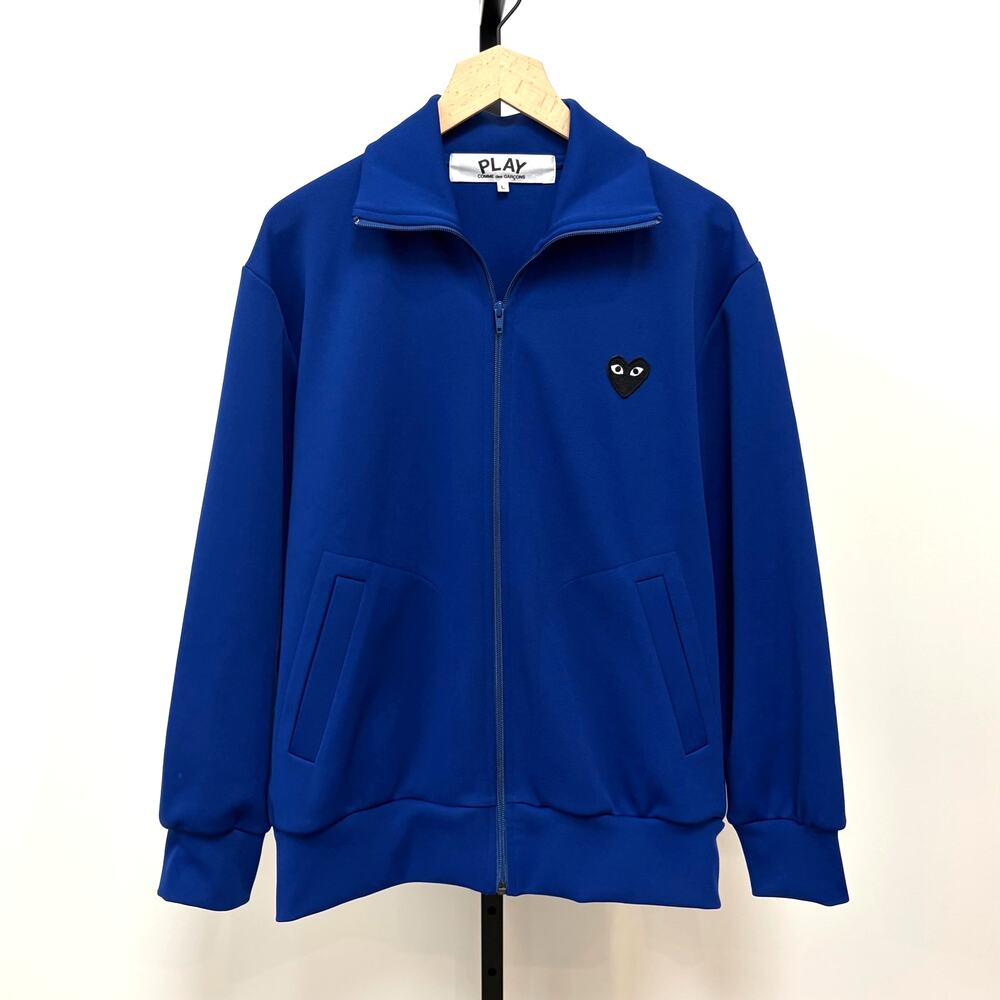 Comme Des Garcons Play Blue Black Heart Logo Patch Track Jacket Large Full Zip